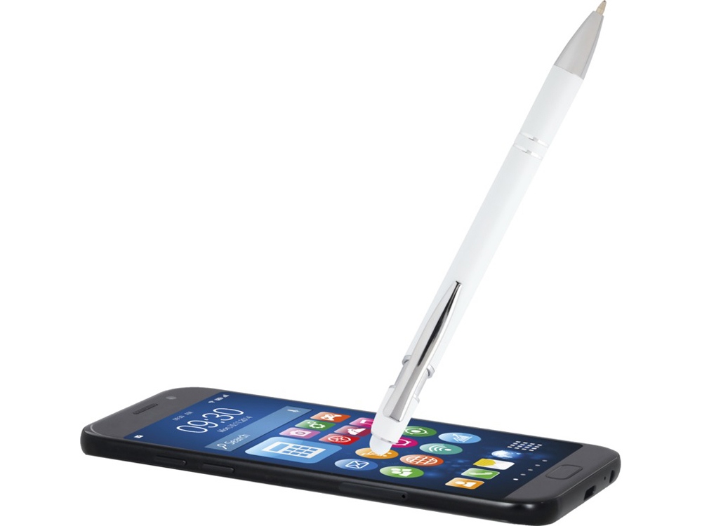 Kish шариковая ручка с серебристой отделкой - Белый (черные чернила)