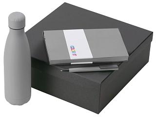 Подарочный набор c блокнотом C1, ручкой и термобутылкой, серый