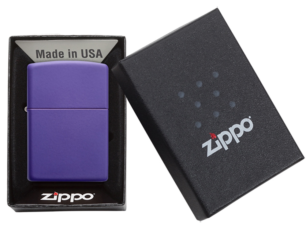 Зажигалка ZIPPO Classic с покрытием Purple Matte, латунь/сталь, фиолетовая, матовая, 38x13x57 мм