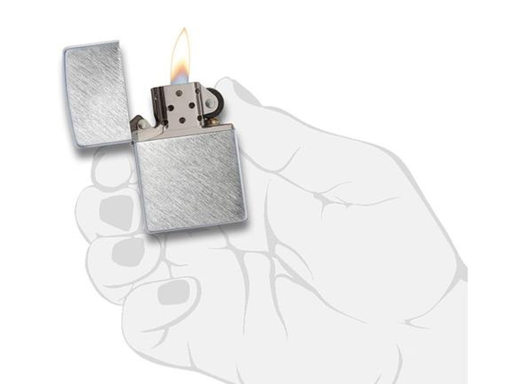 Зажигалка ZIPPO с покрытием Herringbone Sweep, латунь/сталь, серебристая, матовая, 38x13x57 мм
