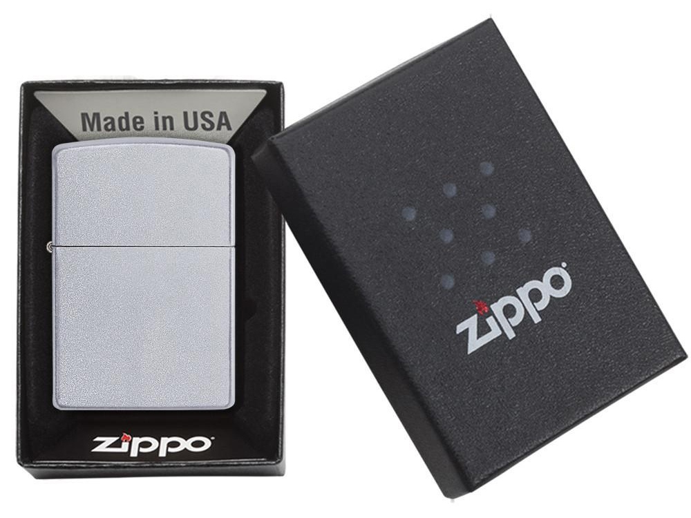 Зажигалка ZIPPO Classic с покрытием Satin Chrome™, латунь/сталь, серебристая, матовая, 38x13x57 мм